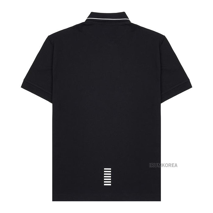 EA7 Men’s Logo Print Polo Shirt Black Cotton