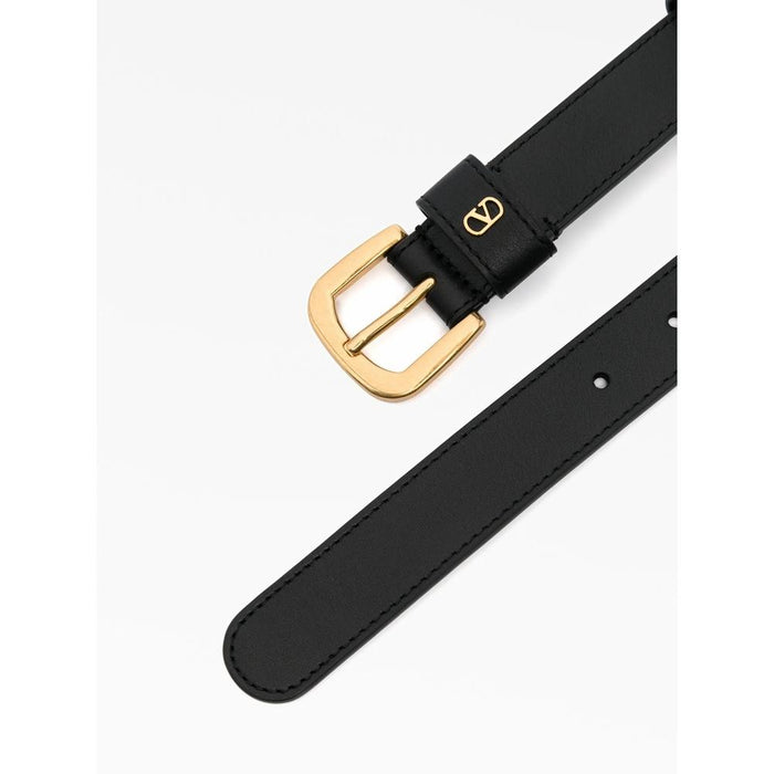 VALENTINO Mini Logo Black Leather Women’s Belt