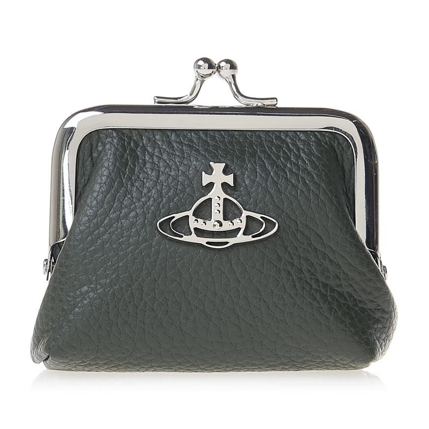 Vivienne Westwood Grain Leather Mini Frame Coin Purse Navy