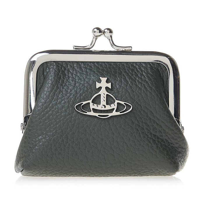 Vivienne Westwood Grain Leather Mini Frame Coin Purse Navy