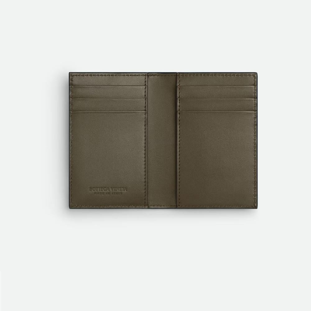 Bottega Veneta Intrecciato Two-Tone Flap Card Case Avio Cypress