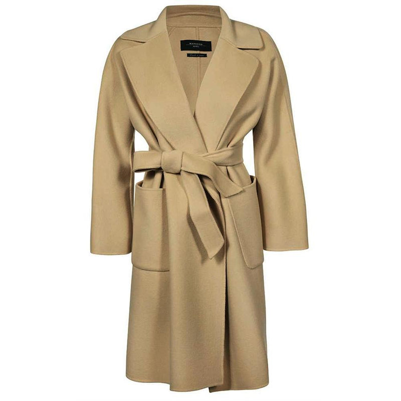 Max Mara Women's Belted Wool Camel Coat 2350160339 016