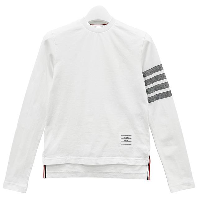 THOM BROWNE White 4-Bar Armband Long Sleeve T-Shirt