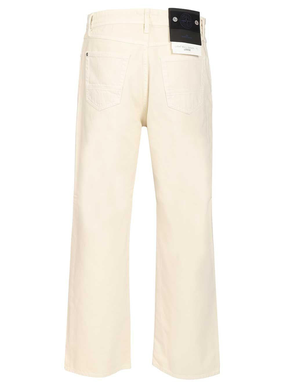 STONE ISLAND Black Denim Cropped Jeans Men