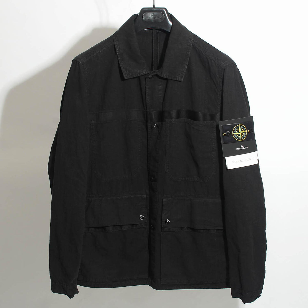 STONE ISLAND Black Tela Lino Nylon-TC Shirt Jacket for Men