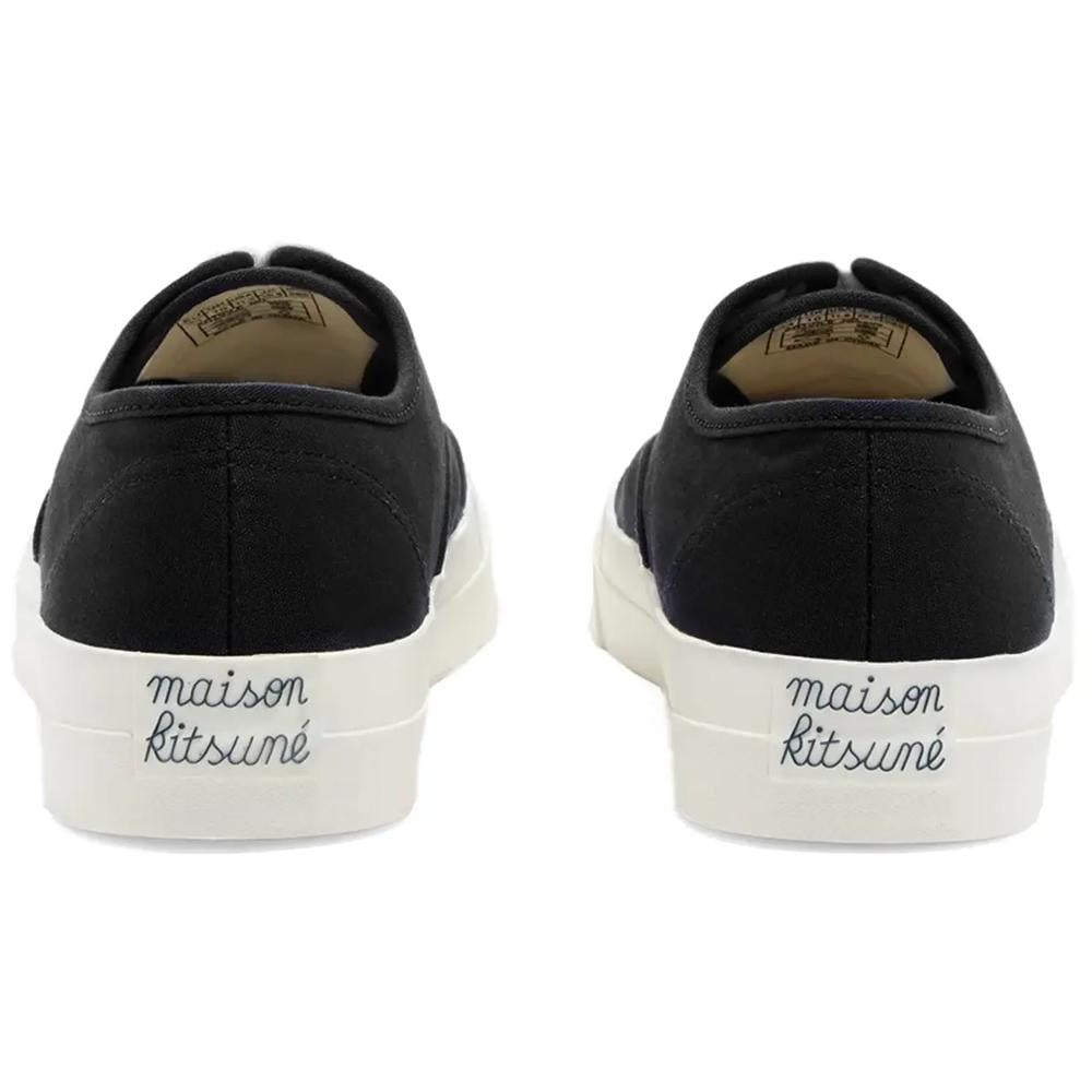 Maison Kitsune Black Canvas Lace-Up Low-Top Sneakers for Women