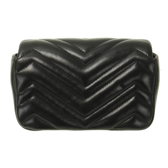 GUCCI GG Marmont Mini Shoulder Bag Black Leather