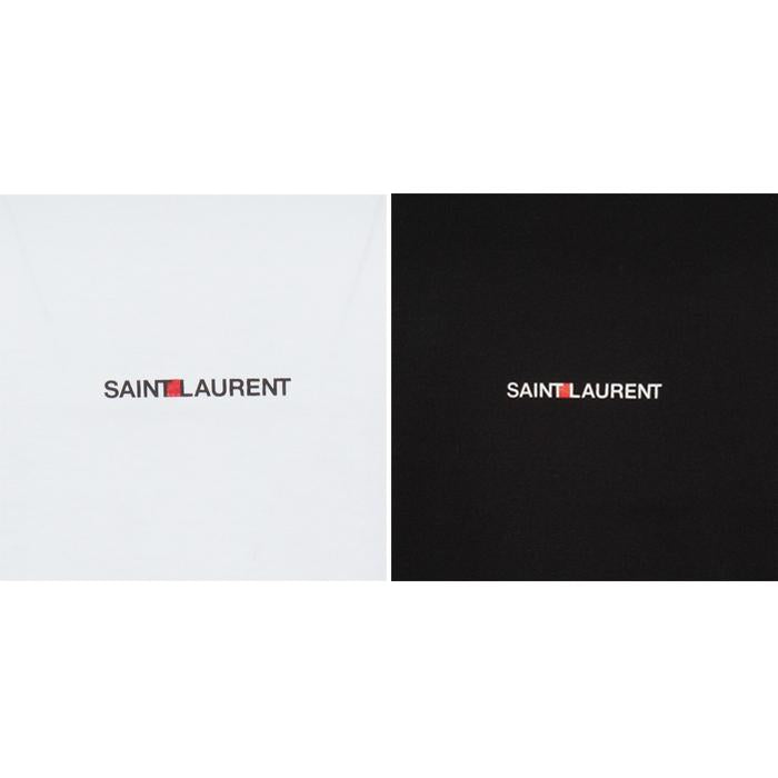 Saint Laurent Logo Print Short Sleeve T-Shirt Black Cotton