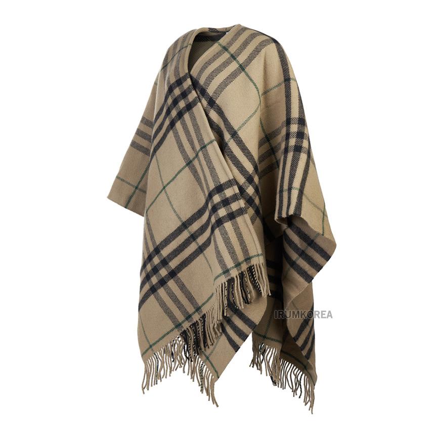 BURBERRY Women Check Fringe Cape Poncho 8090880 ST GC CATEY CAPE C1167