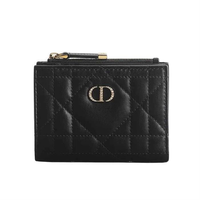 DIOR Crystal-Embellished Caro Dahlia Leather Small Wallet