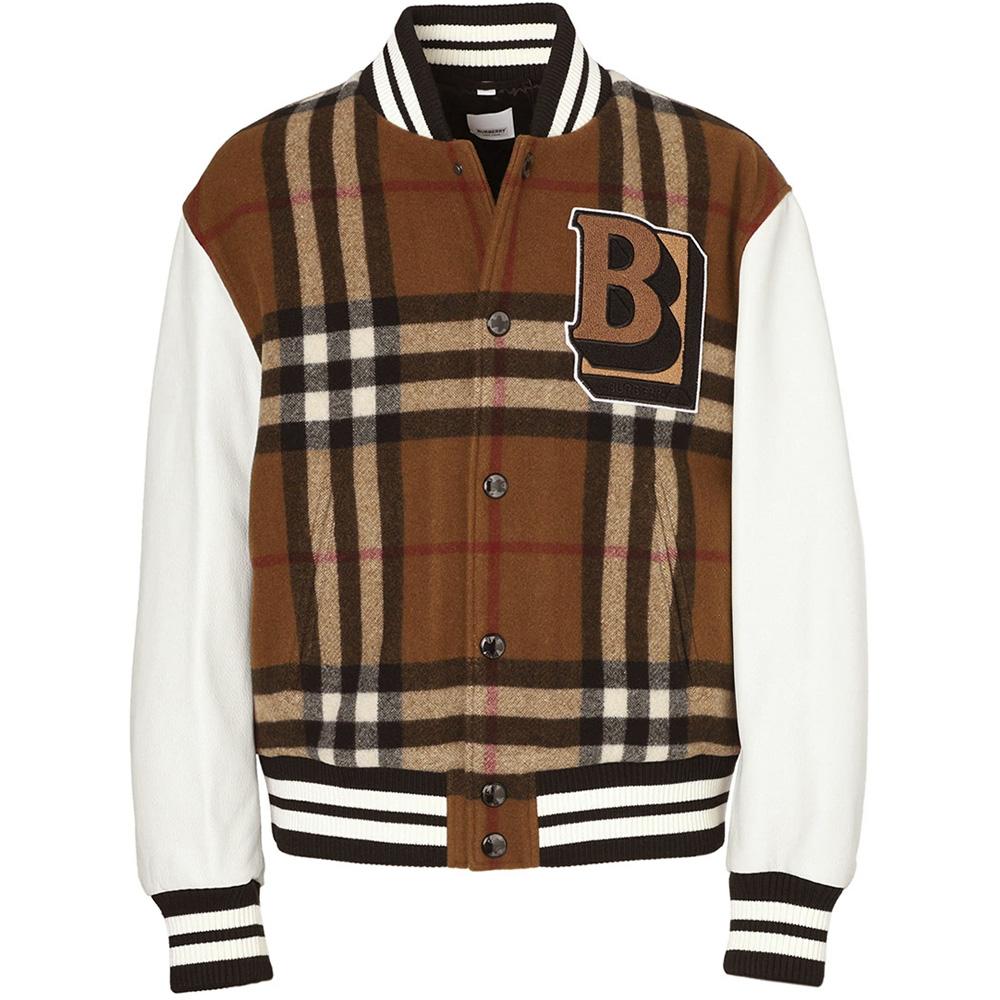 BURBERRY Logo Patch Check Varsity Bomber Jacket 8048691