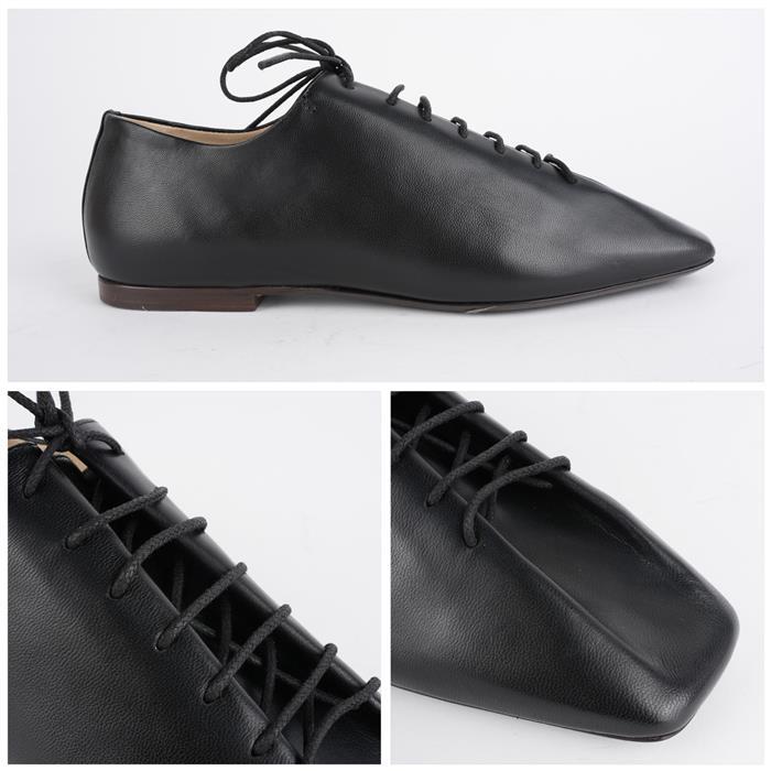 Lemaire Shiny Nappa Suri Classic Derby Flat Shoes FO0245 LL0023 BK999