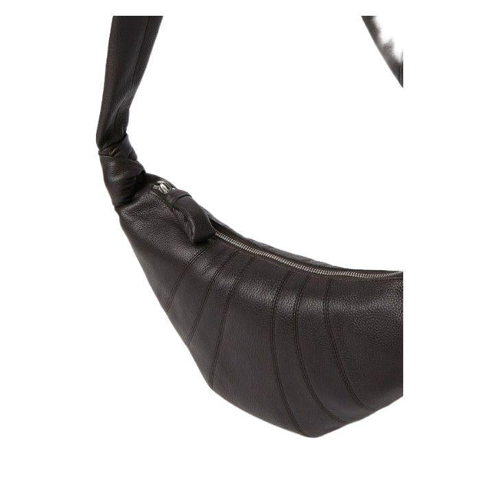 Lemaire Unisex Small Croissant Crossbody Shoulder Bag Black Leather