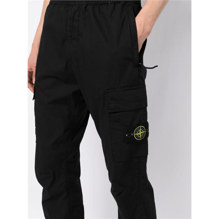 STONE ISLAND Stretch Classic Pants with Badge Patch Black Men