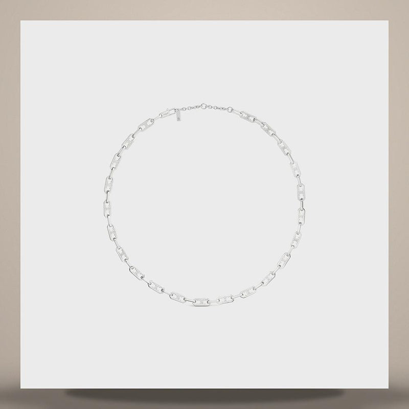 CELINE Triomphe Small Octagon Pendant Necklace Rhodium-Plated Bra 461OL6BRA 36SI