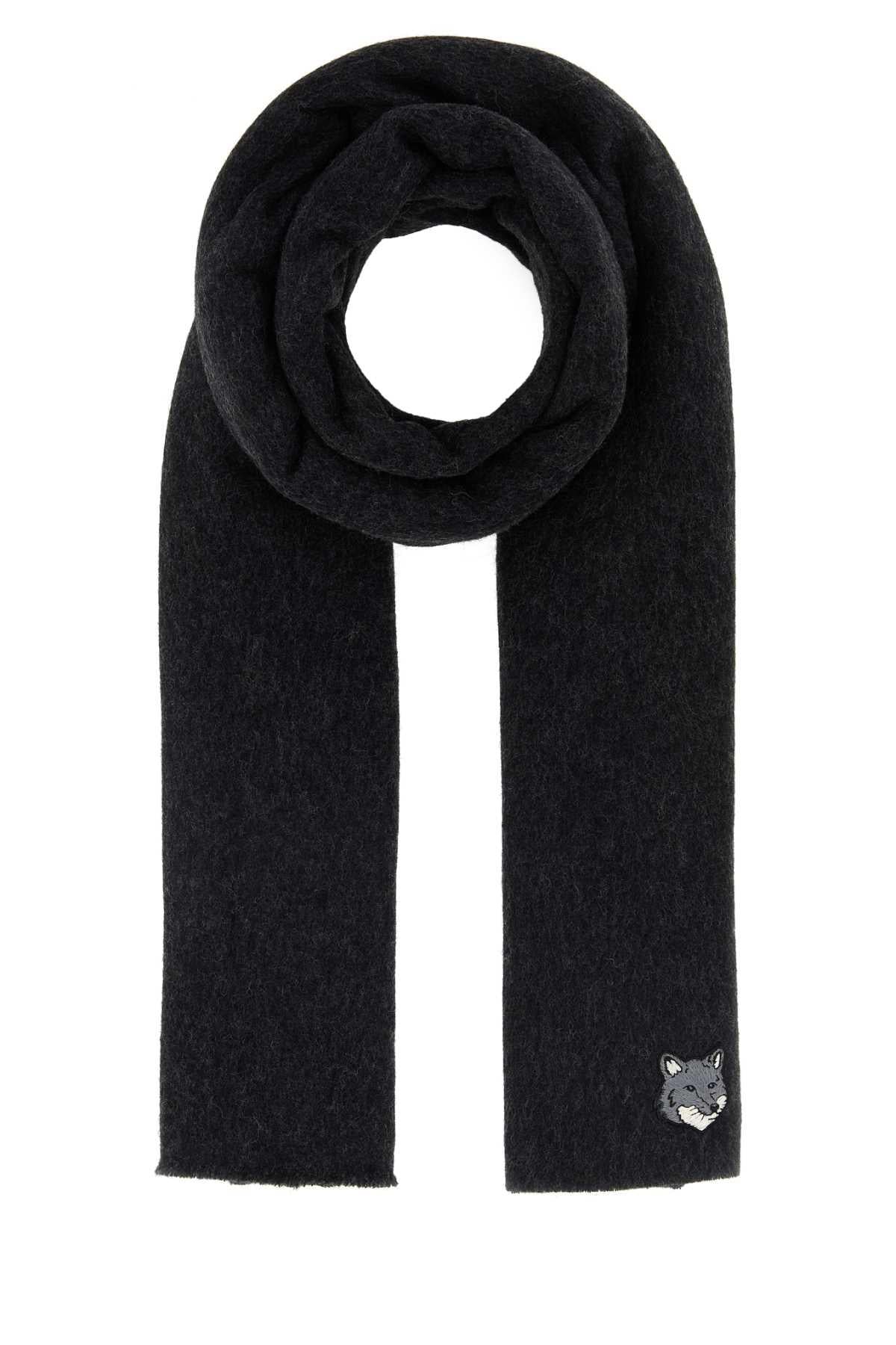 Maison Kitsune Wool Scarf Navy Blue