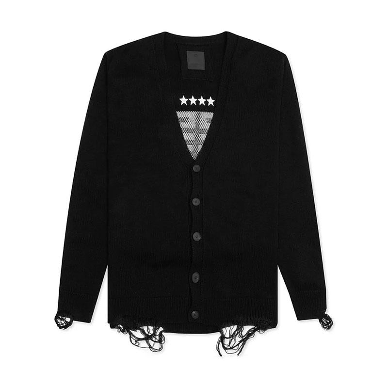 GIVENCHY 4G Logo Wool Cashmere Knit Cardigan Black for Men