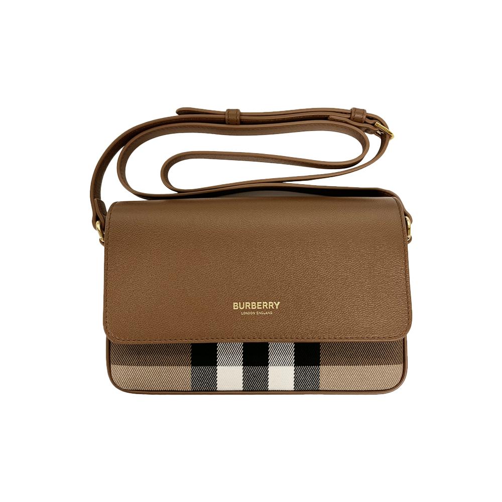 BURBERRY Hampshire Check Shoulder Crossbody Bag Earth Color 8107270