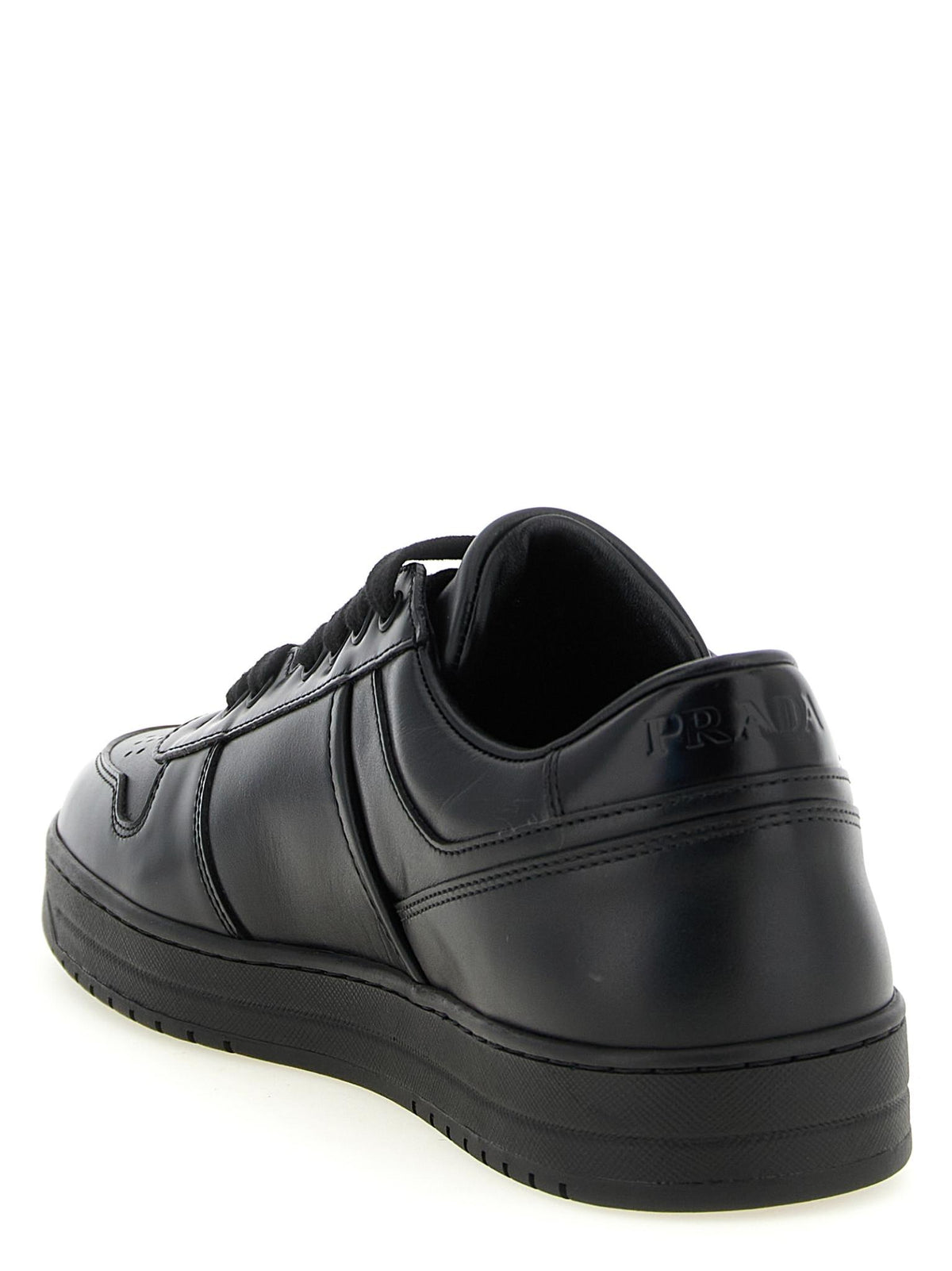 PRADA Black Leather Low-Top Sneakers