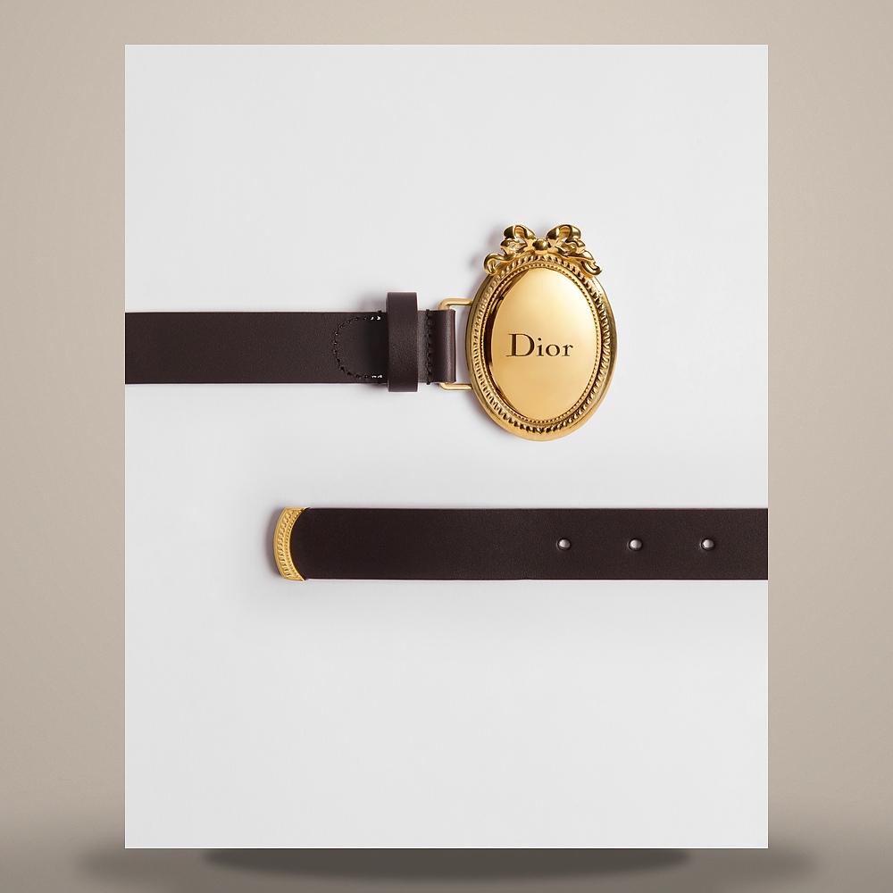 DIOR Cocoa Smooth Calfskin Medallion Belt 25mm B1022QGBK M64M