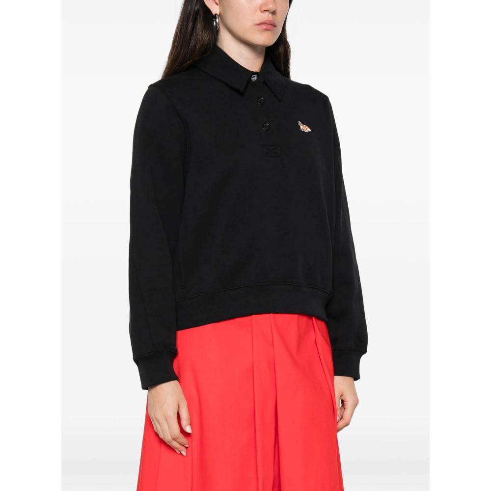 Maison Kitsune Black Cotton Logo Sweatshirt for Women