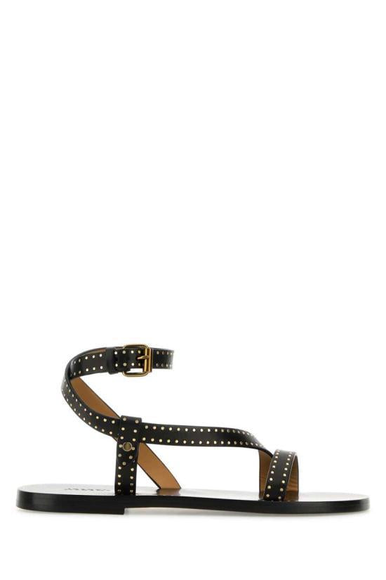 Isabel Marant Zopy Leather Flat Sandals SD0228FAC1B05S01BK