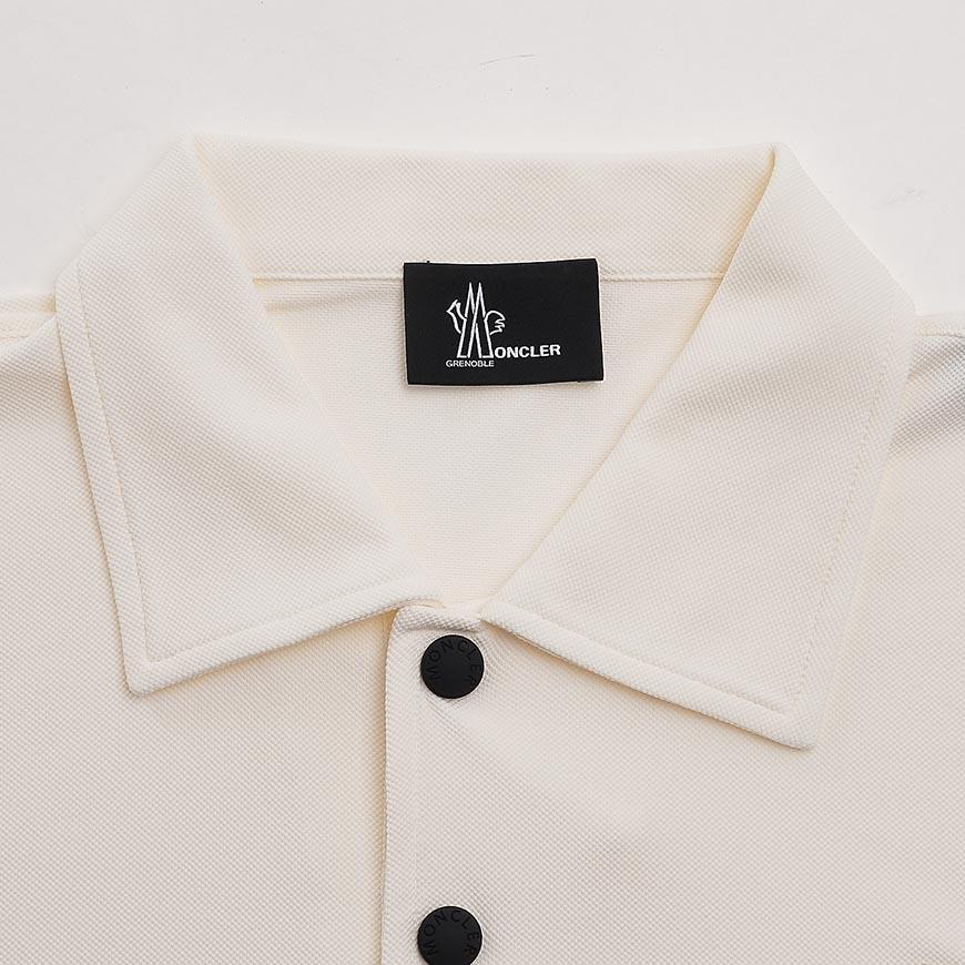 Moncler Logo Patch Polo Shirt Men White Cotton