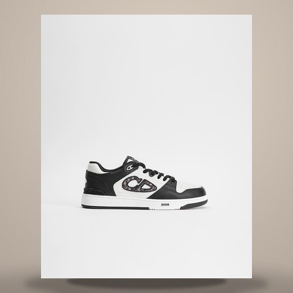 DIOR B57 Dribble Low-Top Sneakers Black/White Calfskin Beige/Black Oblique Jacqu