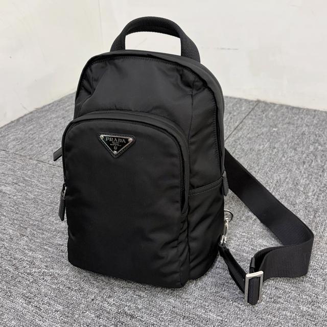PRADA Re-Nylon Crossbody Backpack with Triangle Logo Black