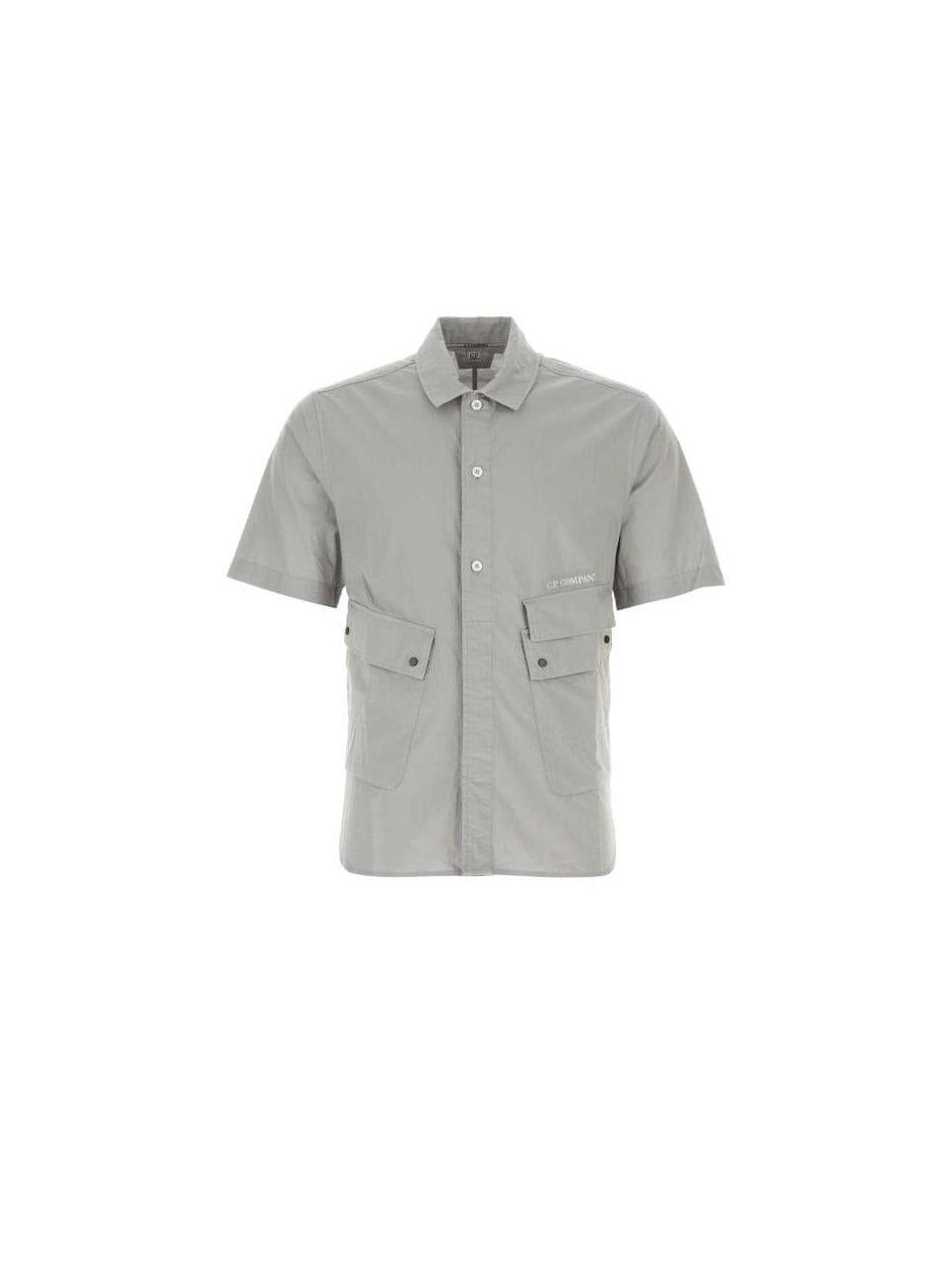 CP Company Poplin Pocket Short Sleeve Shirt Gray Men