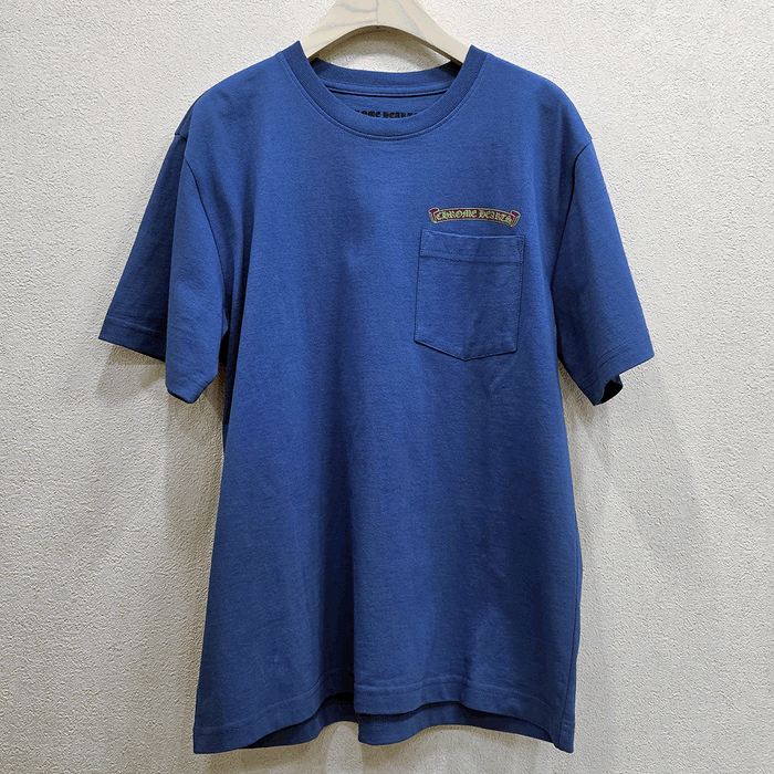 Chrome Hearts Scroll Neon Logo Short Sleeve T-Shirt Blue
