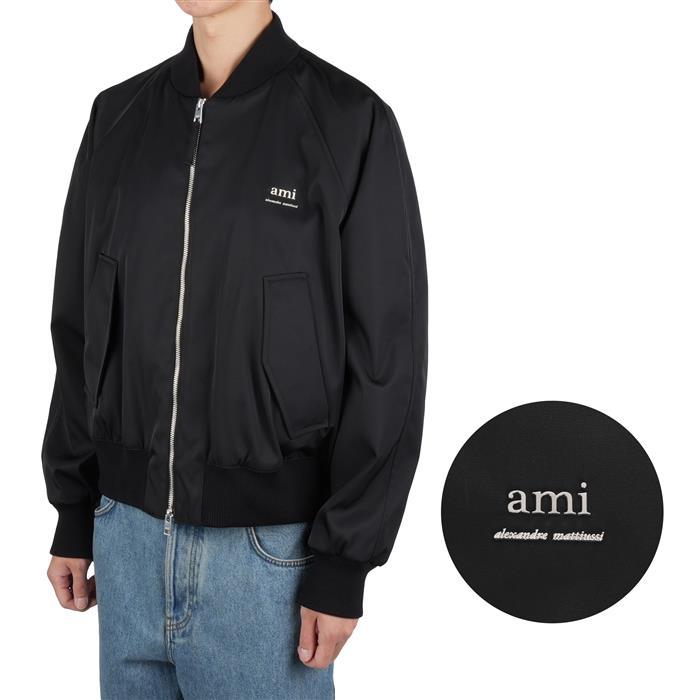 AMI Logo Technical Twill Bomber Jacket HJK012 PA0007 001