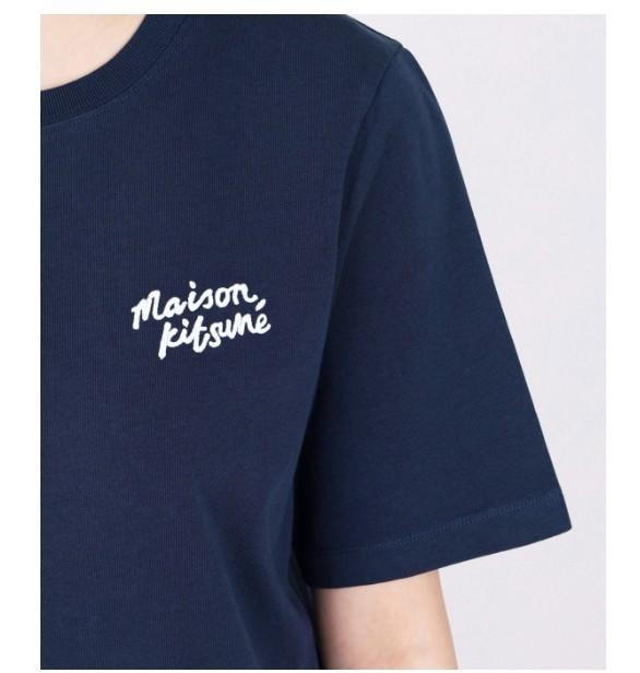 Maison Kitsune Handwriting Logo Navy Women’s Short Sleeve T-Shirt