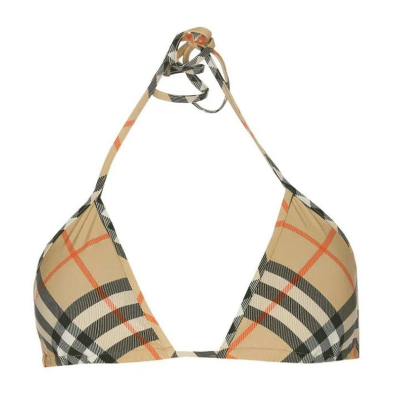 BURBERRY Check Pattern Swim Top Sand Dress