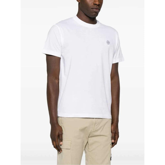 STONE ISLAND Logo Patch White Short Sleeve T-Shirt Unisex