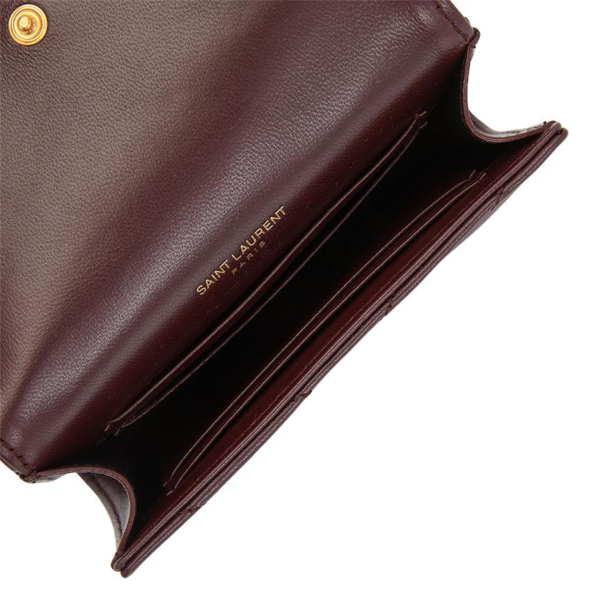 Saint Laurent Cassandra Leather Card Holder Wallet Red Unisex