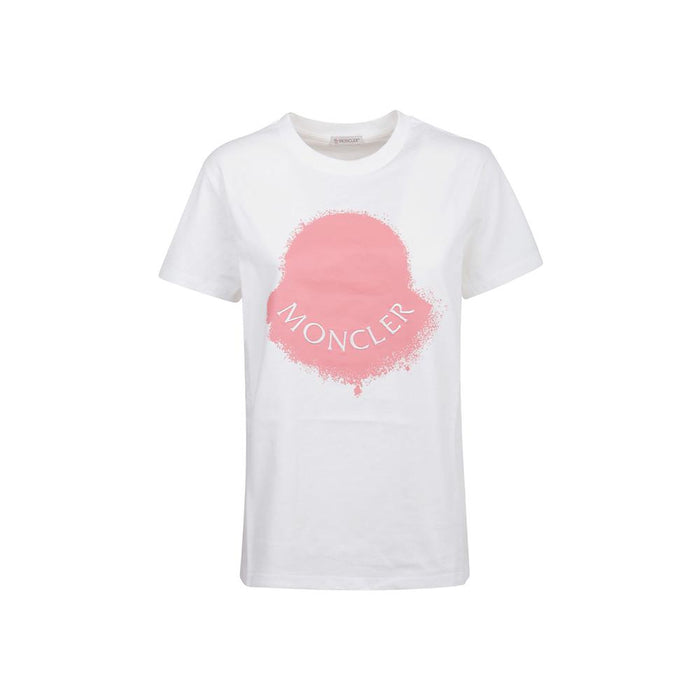 Moncler Logo Print White Cotton T-Shirt