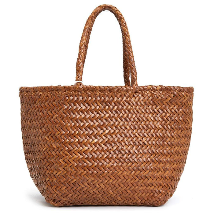 Dragon Diffusion Women's Small Woven Basket Tote Bag 8813 TAN