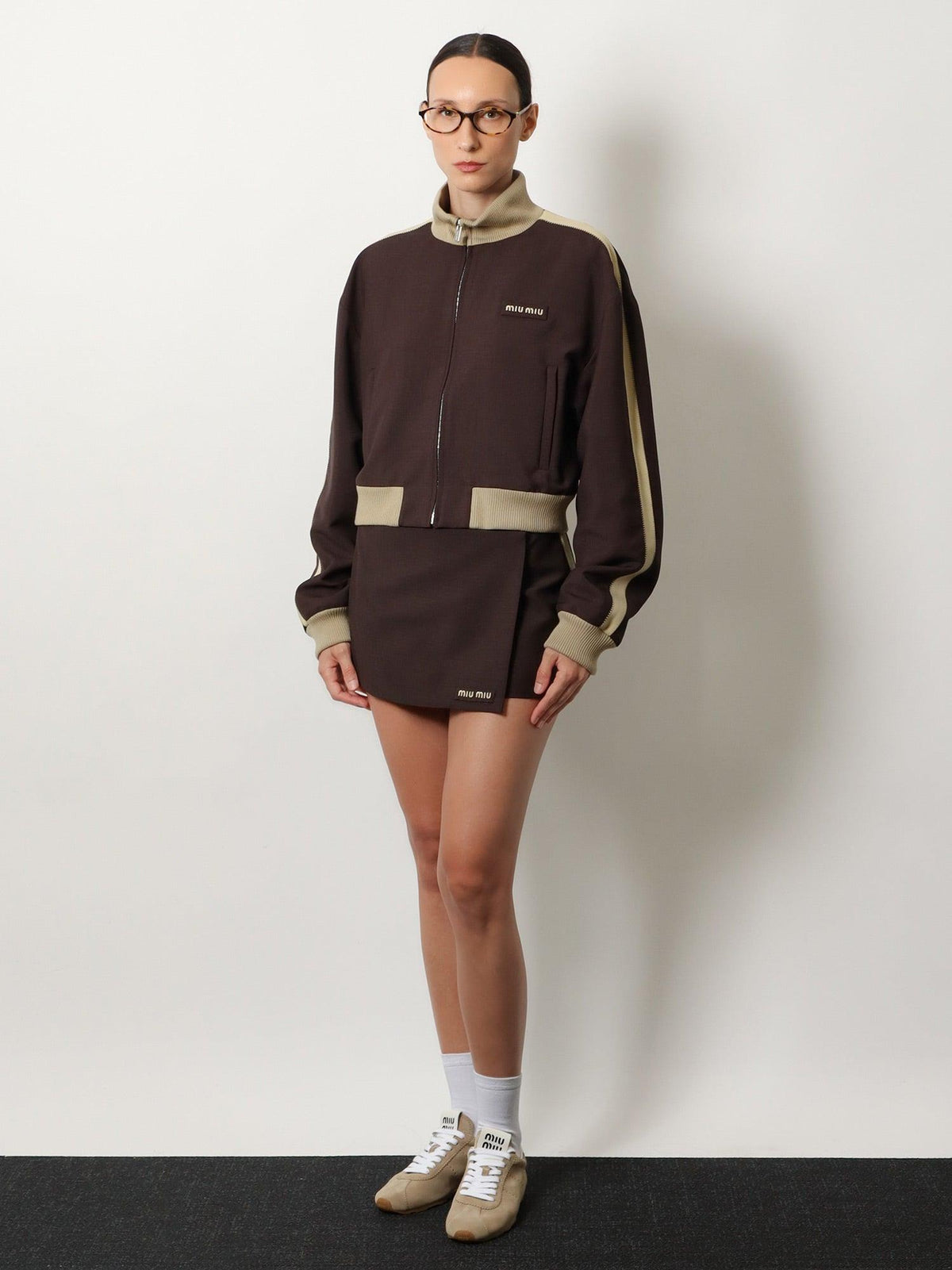 Miu Miu Wool Blend Tailored Jacket Beige