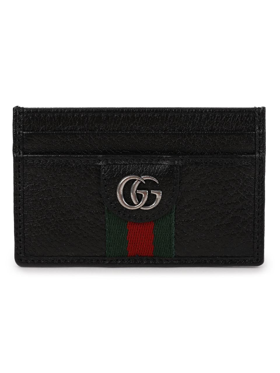 GUCCI GG Monogram Leather Card Case Wallet Black