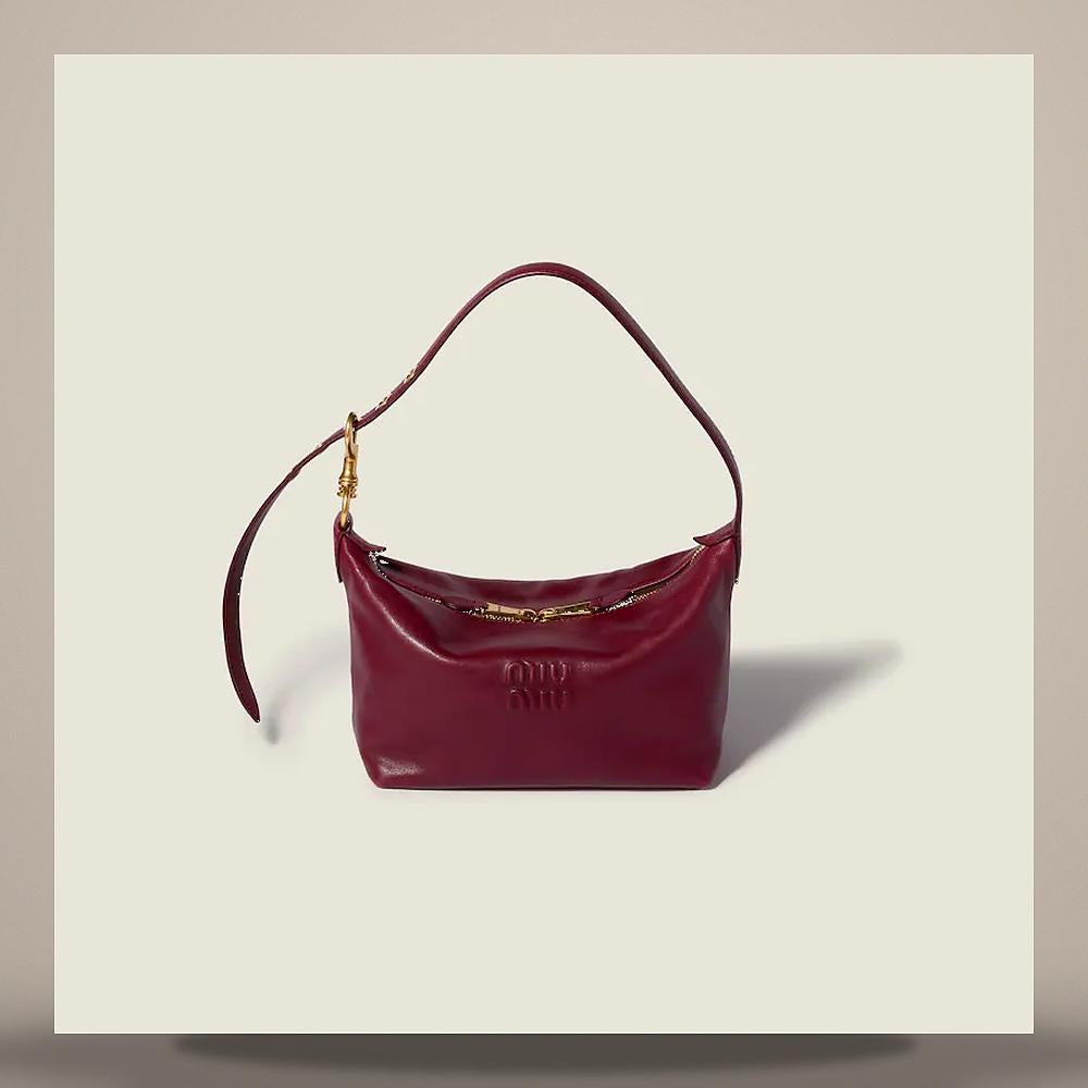 Miu Miu Spirit Nappa Leather Shoulder Bag Black