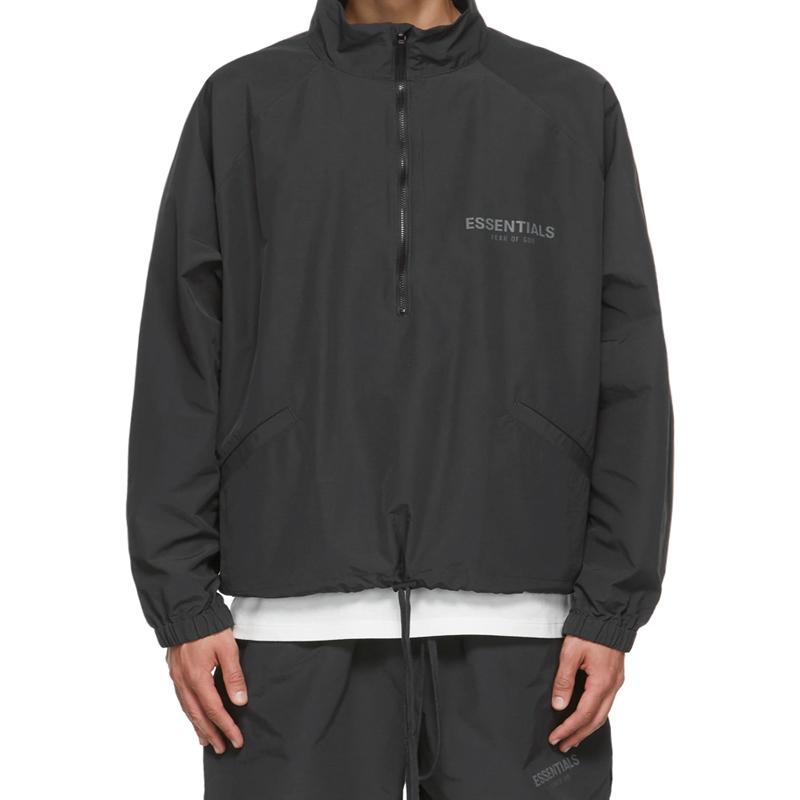 Fear of God Essentials Half-Zip Anorak Track Windbreaker Jacket Black