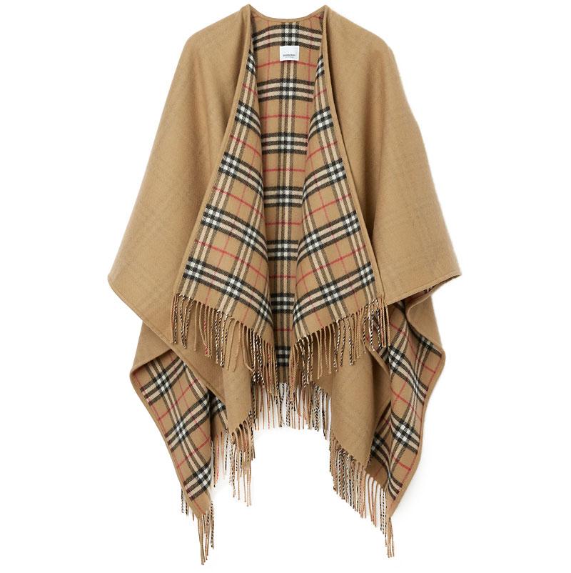 BURBERRY Reversible Check Wool Cape Coat