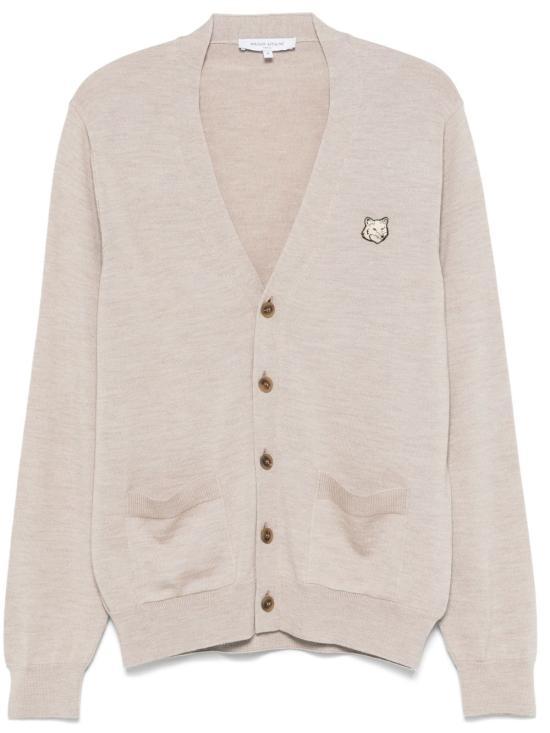 Maison Kitsune Bold Fox Head Patch V-Neck Cardigan MM00509KT10360134 MARBLE DOM