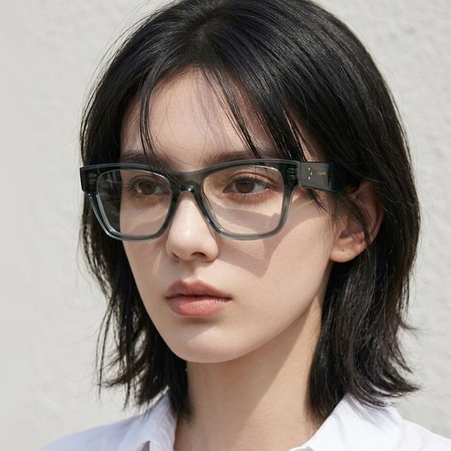 CELINE Deep Green Transparent Square Acetate Eyeglass Frames Unisex CL50014I 098
