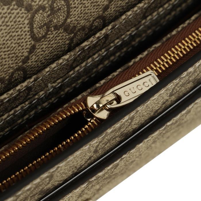 GUCCI GG Emblem Chain Wallet Shoulder Bag Brown Leather