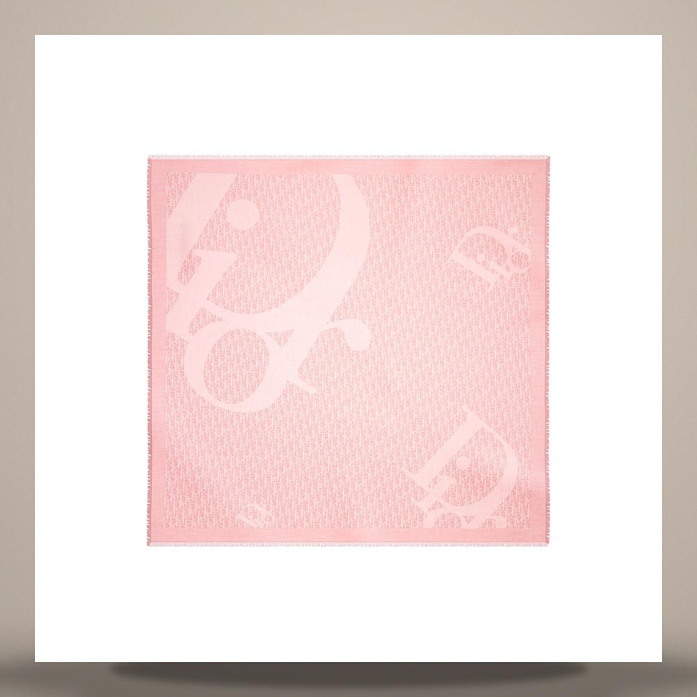 DIOR Pink Cotton Cashmere Silk Jacquard Infinity Shawl Scarf 62TS120I1054 C417