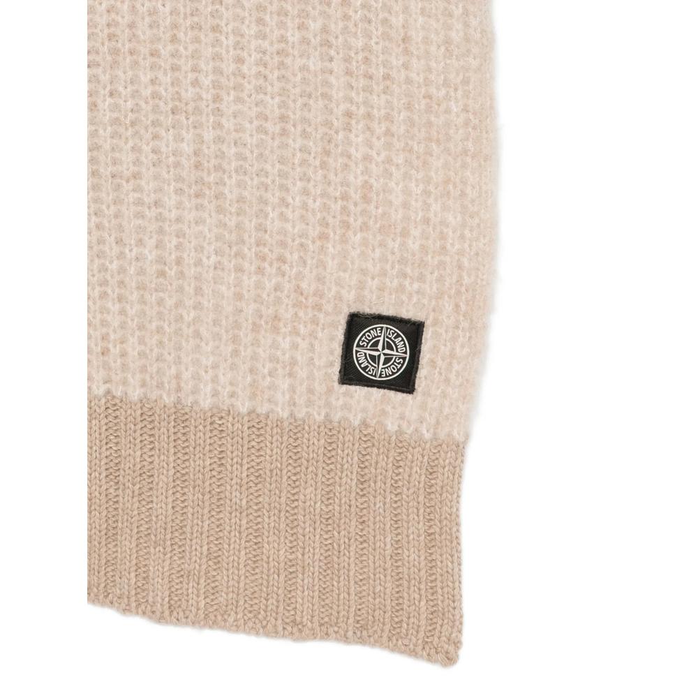 STONE ISLAND Wool Rib Knit Scarf Navy