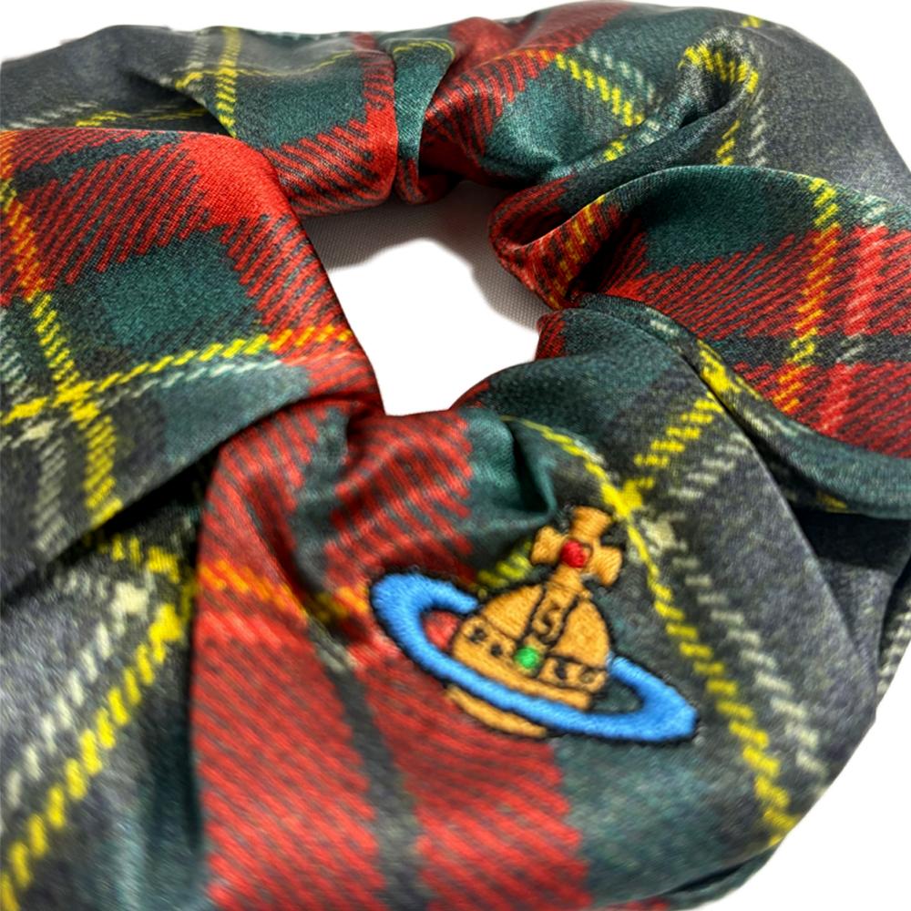 Vivienne Westwood Tartan Printed Small Scrunchie Hair Band 81020021 W01BF M411