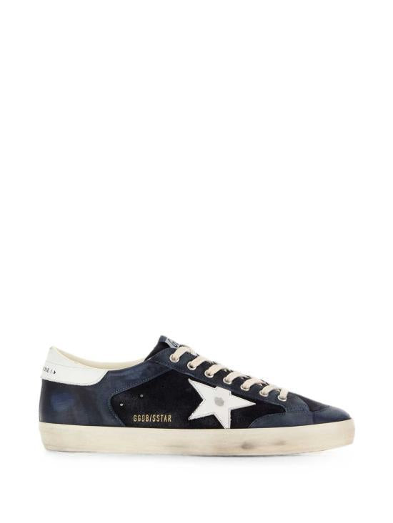 GOLDEN GOOSE Dark Blue/White Leather Low-Top Sneakers for Men